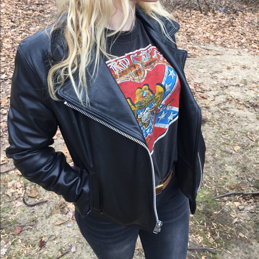 **VTG Womens Leather Moto Jacket